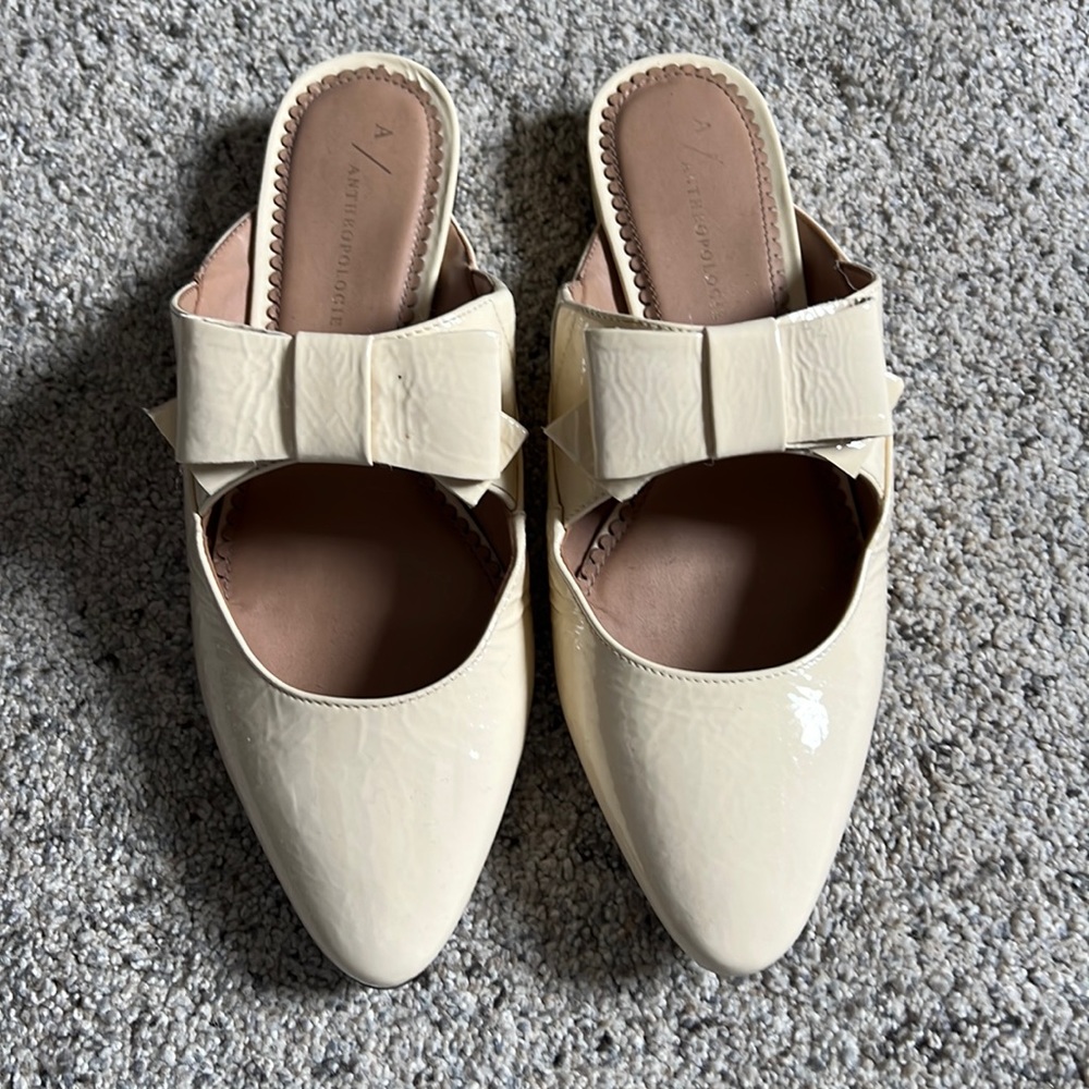 Anthropologie patent leather slip on flats